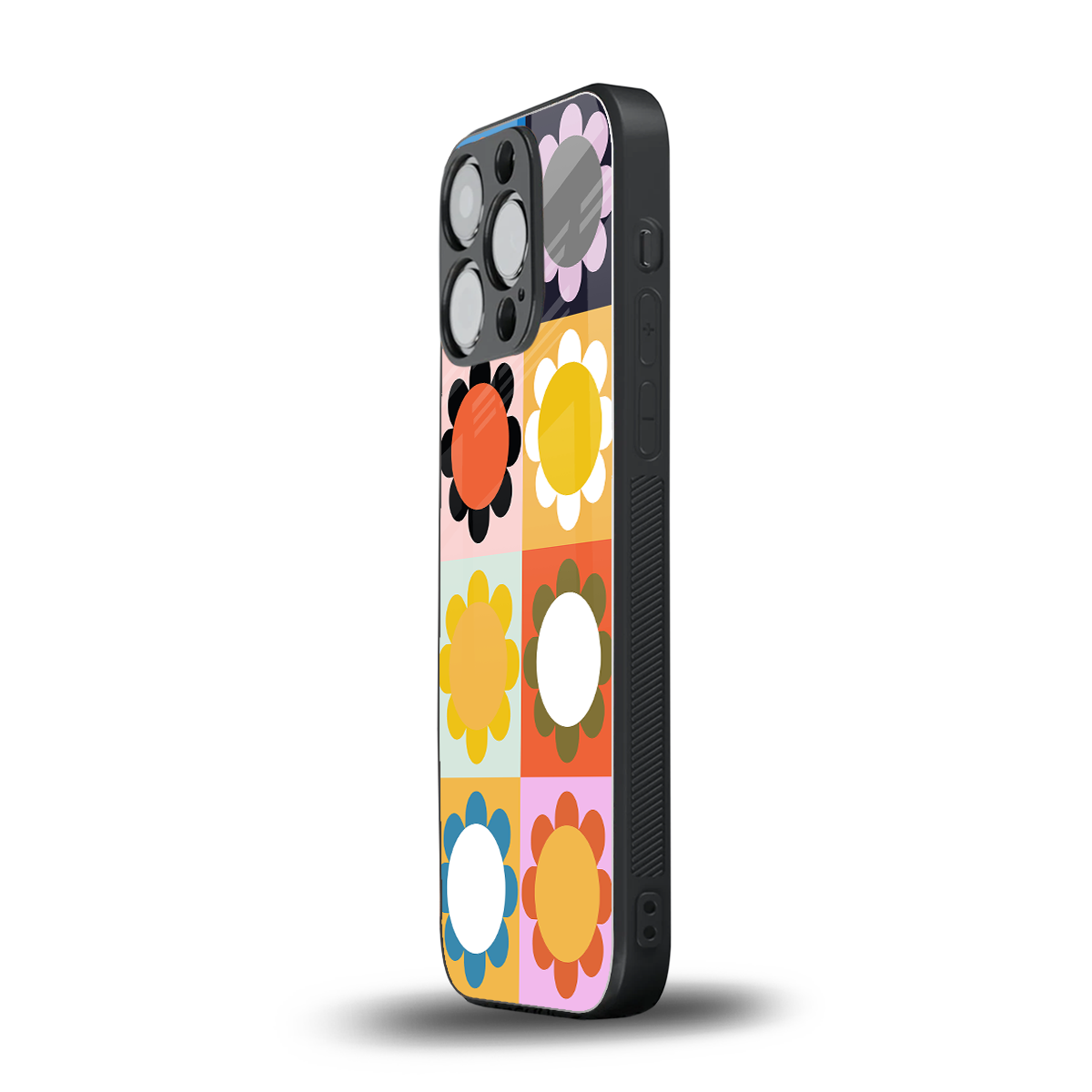 floral joy back phone cover | glass case for iphone 15 pro