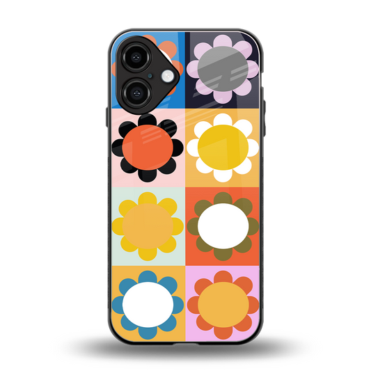 floral joy back phone cover | glass case for iphone 16 plus