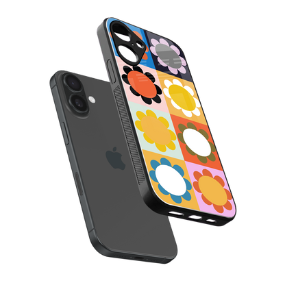 floral joy back phone cover | glass case for iphone 16 plus