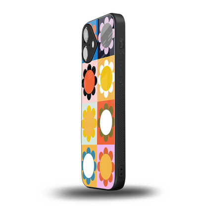 floral joy back phone cover | glass case for iphone 16 plus