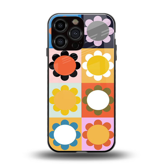 floral joy back phone cover | glass case for iphone 16 pro max