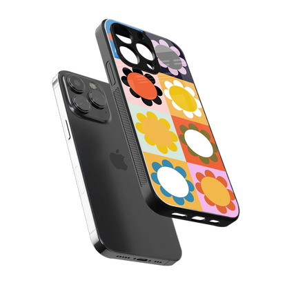 floral joy back phone cover | glass case for iphone 16 pro max