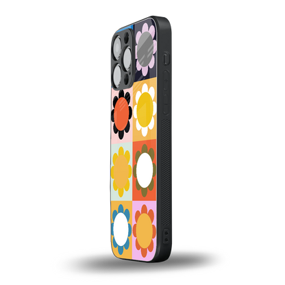 floral joy back phone cover | glass case for iphone 16 pro max
