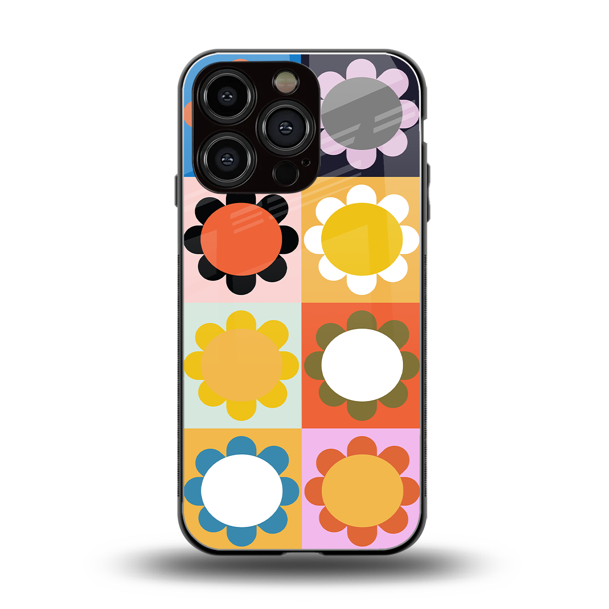 floral joy back phone cover | glass case for iphone 16 pro