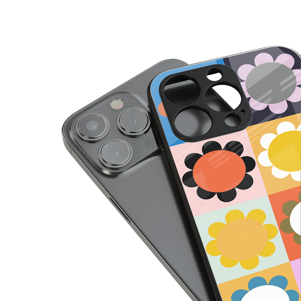 floral joy back phone cover | glass case for iphone 14 plus
