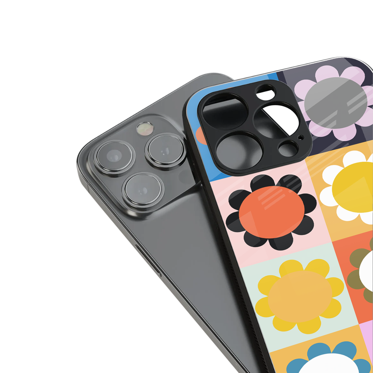 floral joy back phone cover | glass case for iphone 16 plus