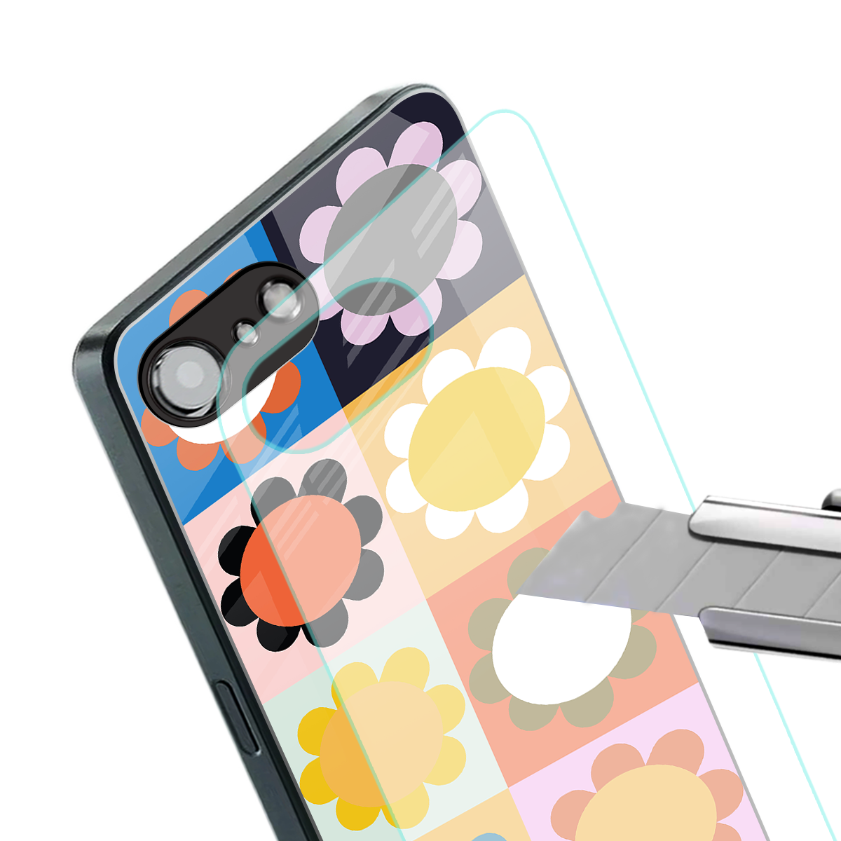 floral joy back phone cover | glass case for iphone 16e