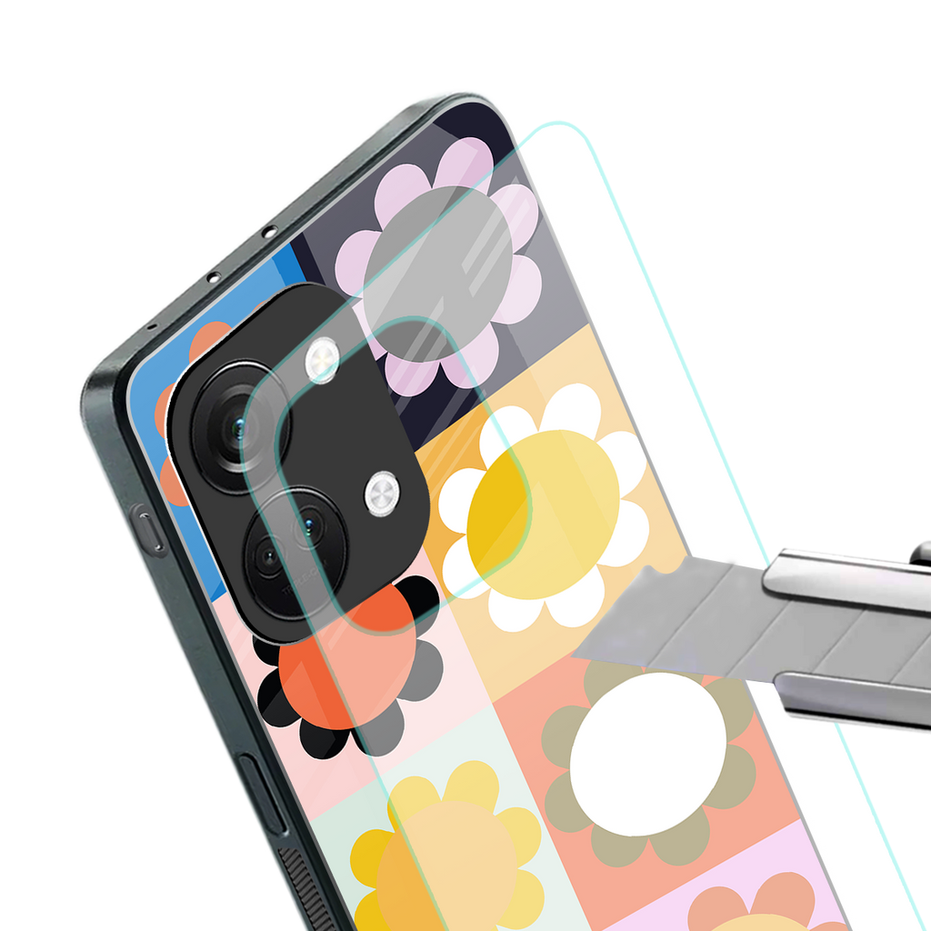 floral joy back phone cover | glass case for oneplus nord 3