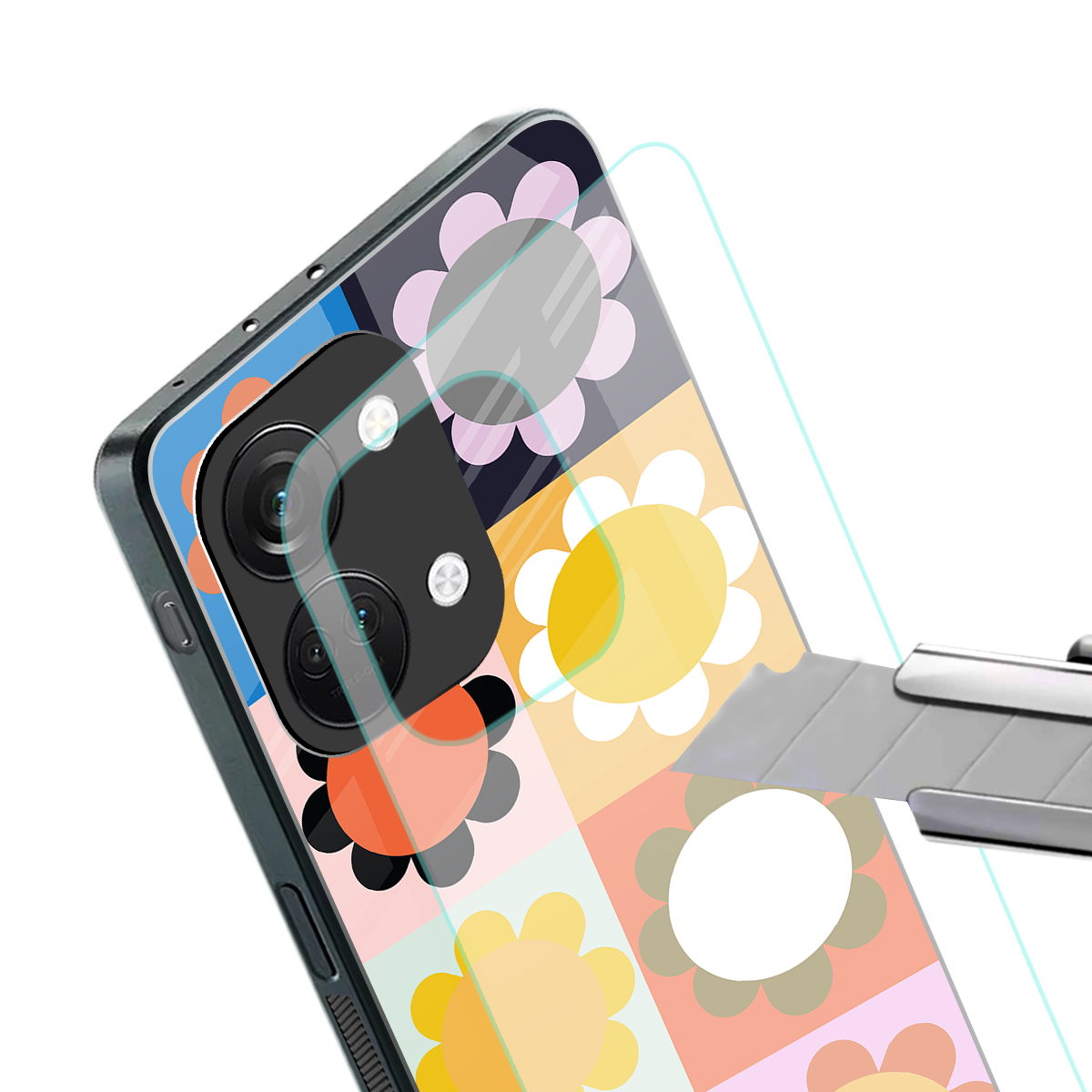 floral joy back phone cover | glass case for oneplus nord 3