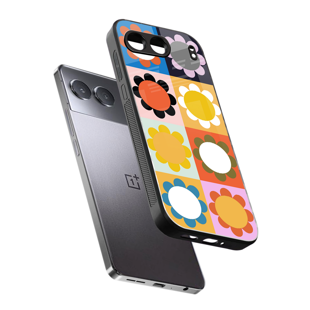 floral joy back phone cover | glass case for oneplus nord 4