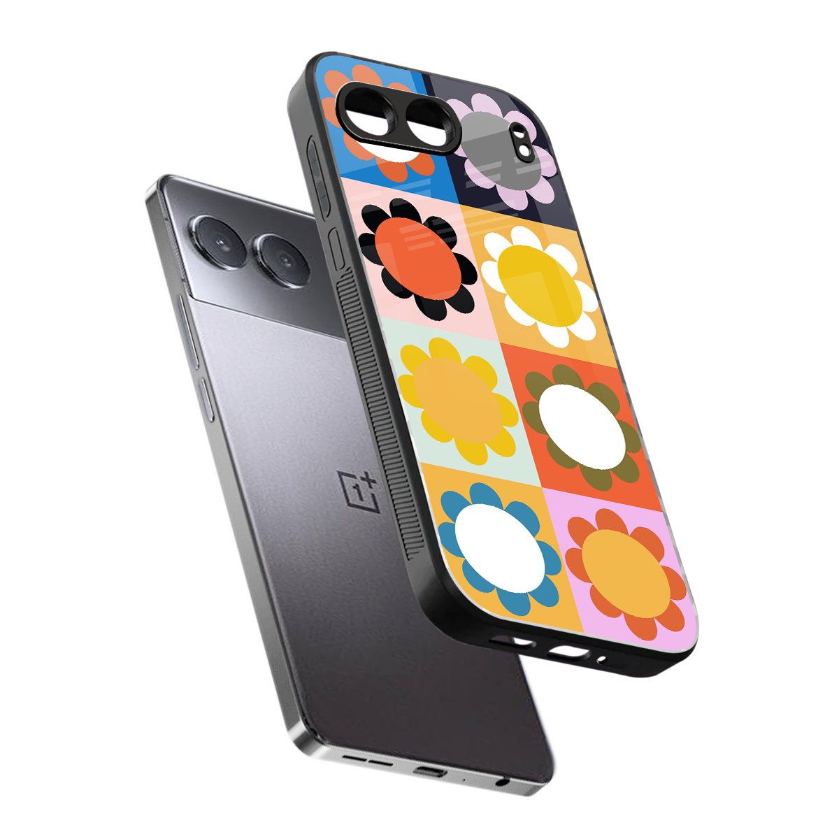 floral joy back phone cover | glass case for oneplus nord 4