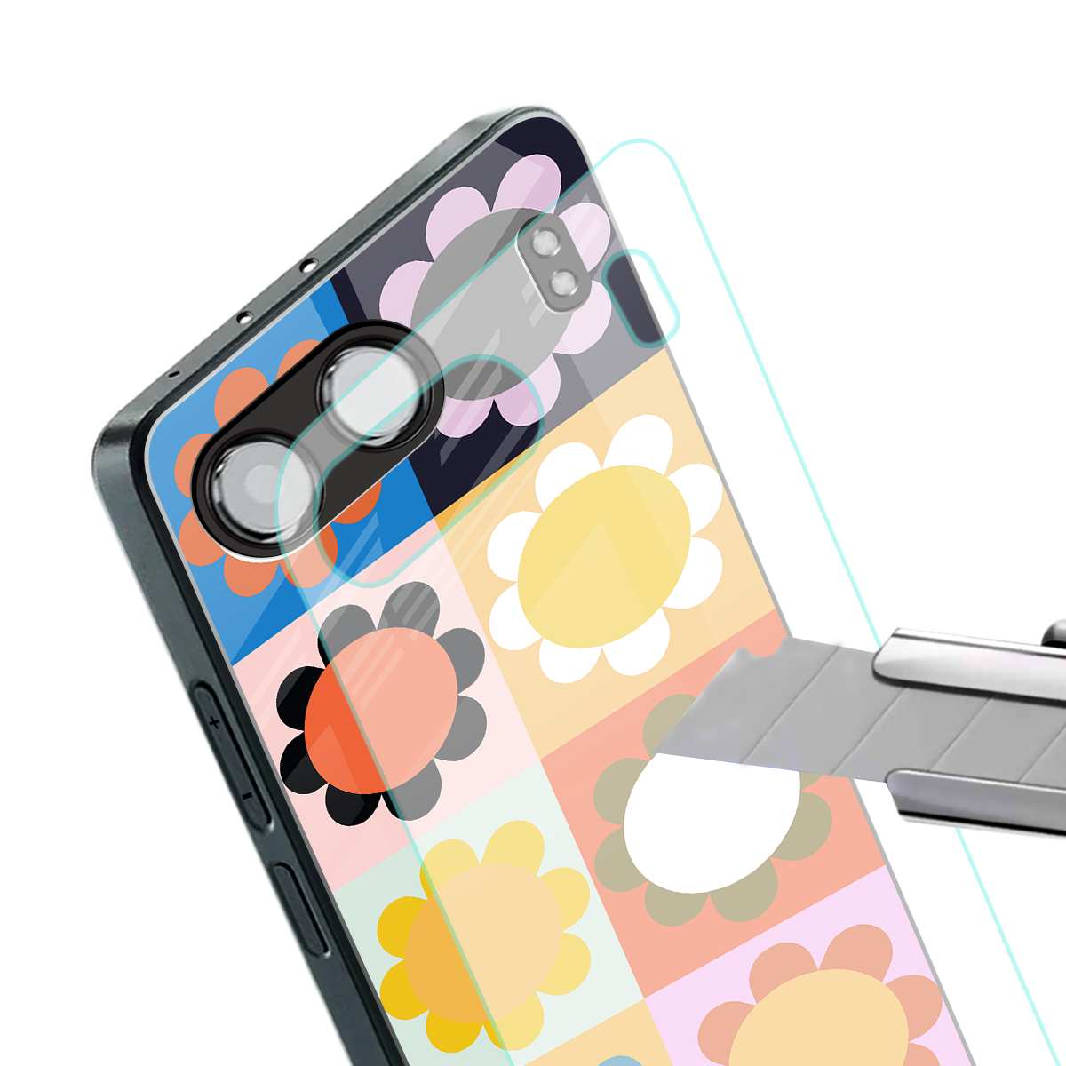 floral joy back phone cover | glass case for oneplus nord 4