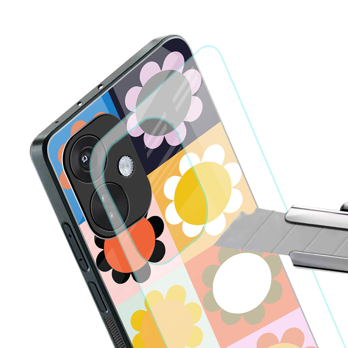 floral joy back phone cover | glass case for oneplus nord ce 3