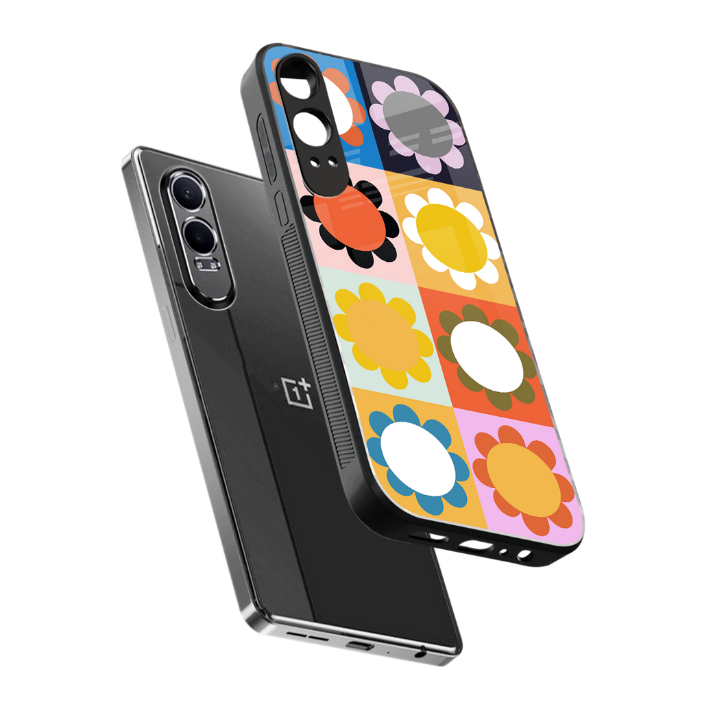 floral joy back phone cover | glass case for oneplus nord ce 4 lite