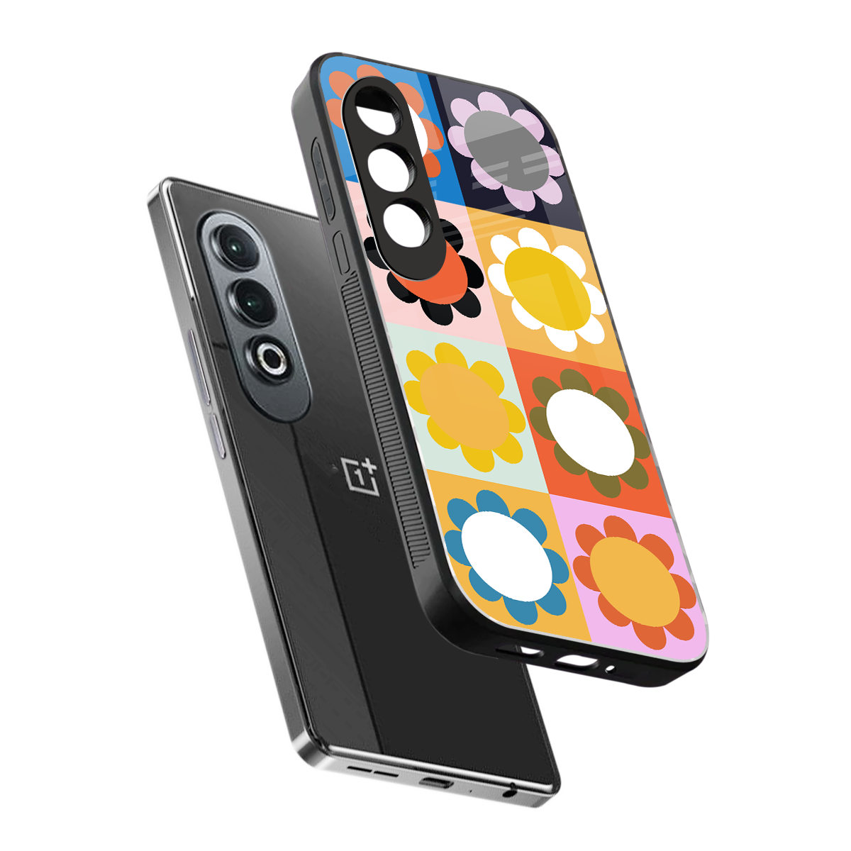 floral joy back phone cover | glass case for oneplus nord ce 4