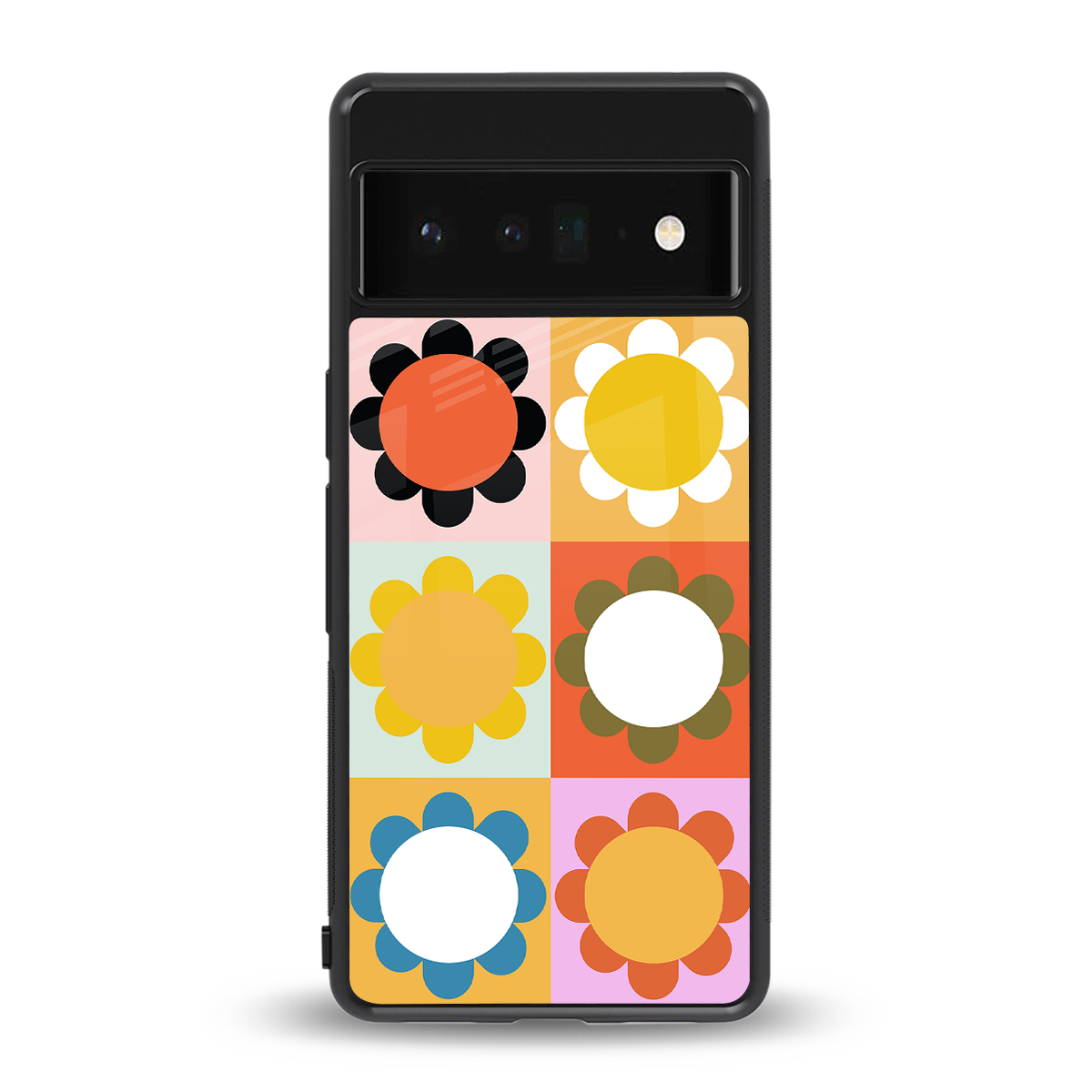 floral joy back phone cover | glass case for google pixel 6 pro