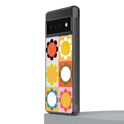 floral joy back phone cover | glass case for google pixel 6 pro