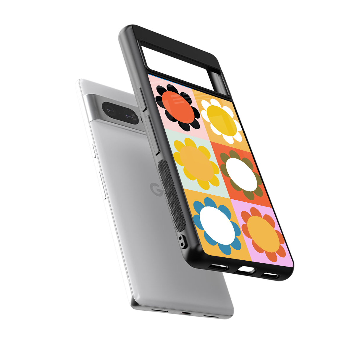 floral joy back phone cover | glass case for google pixel 7 pro