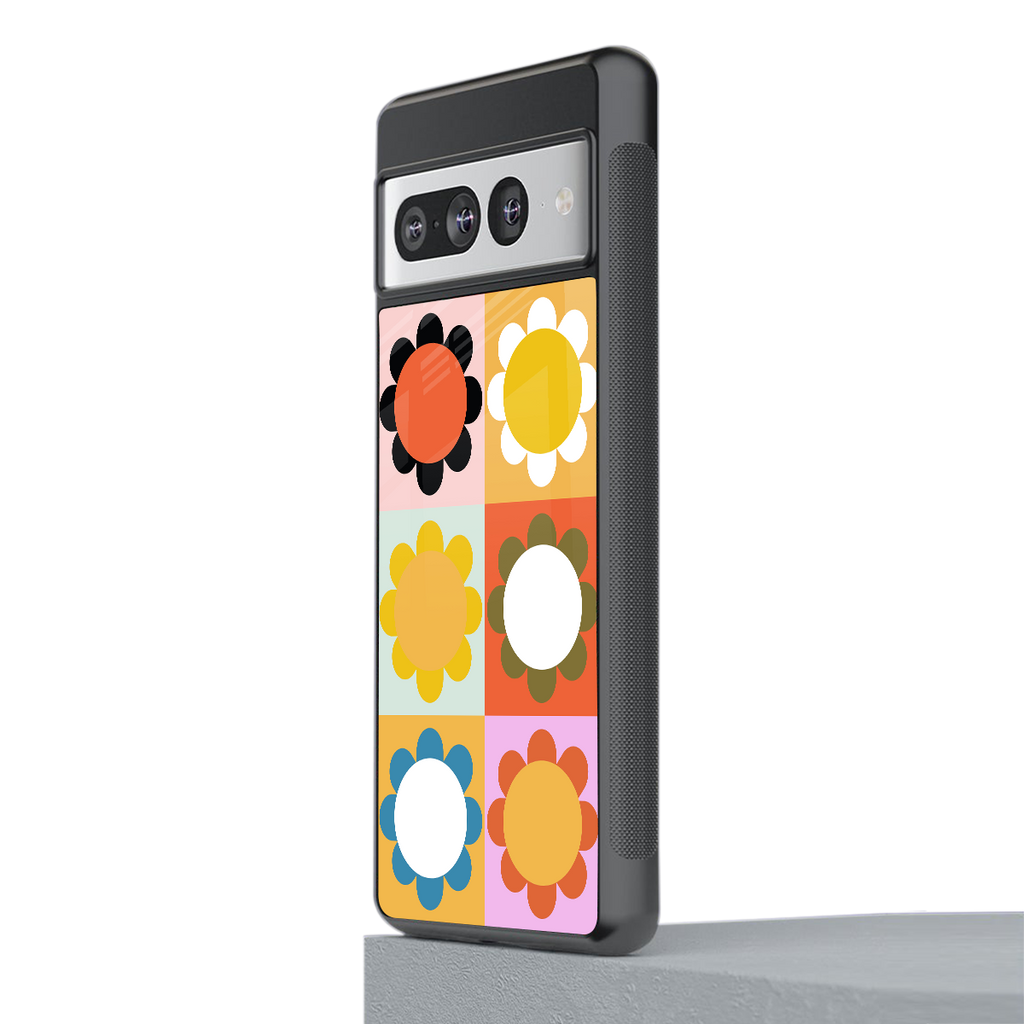 floral joy back phone cover | glass case for google pixel 7 pro