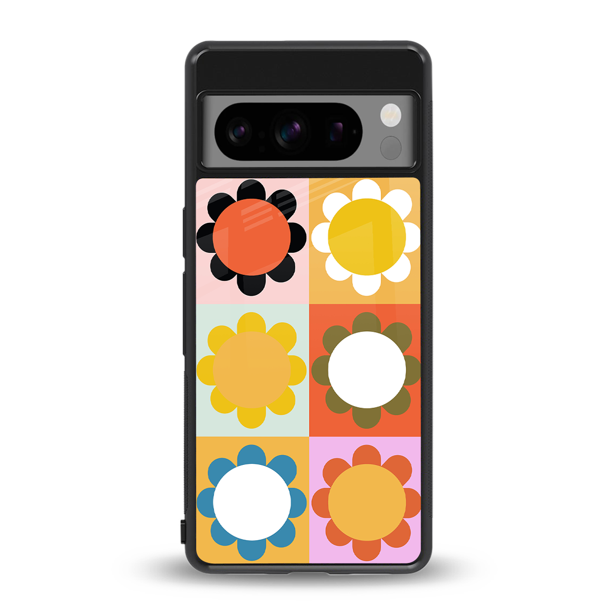 floral joy back phone cover | glass case for google pixel 8 pro