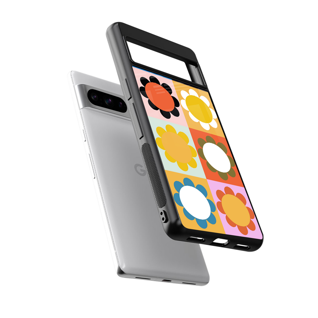 floral joy back phone cover | glass case for google pixel 8 pro