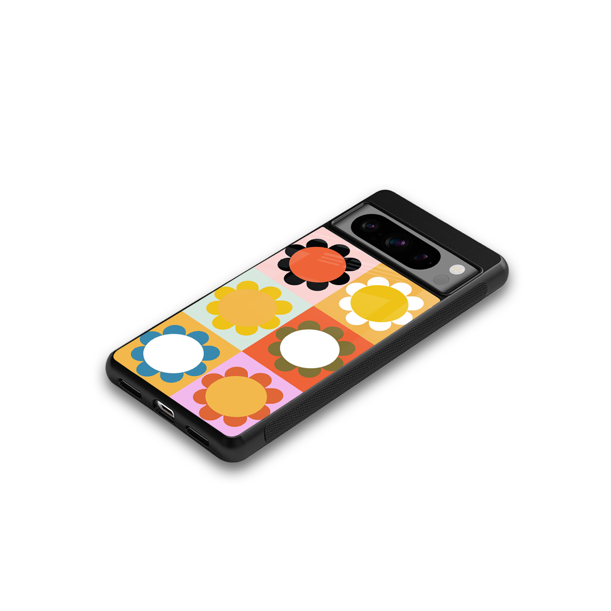 floral joy back phone cover | glass case for google pixel 8 pro