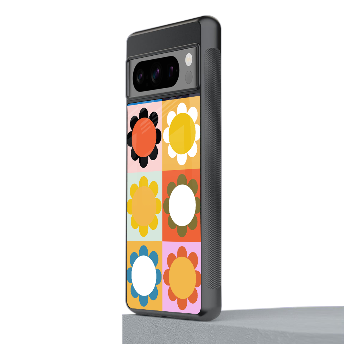 floral joy back phone cover | glass case for google pixel 8 pro