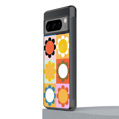 floral joy back phone cover | glass case for google pixel 8 pro