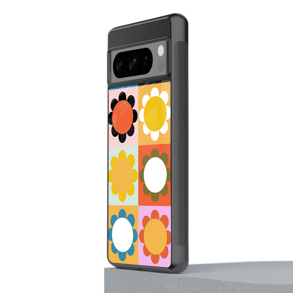 floral joy back phone cover | glass case for google pixel 8 pro