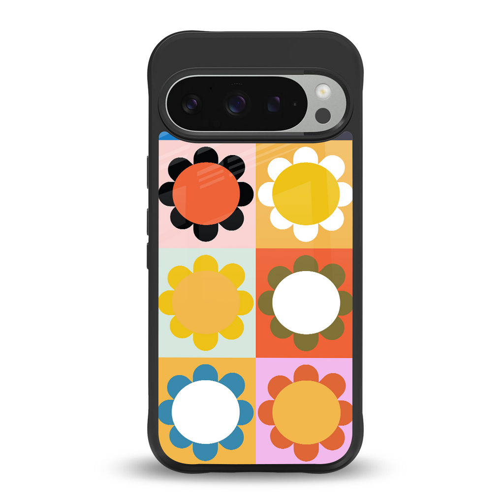 floral joy back phone cover | glass case for google pixel 9 pro