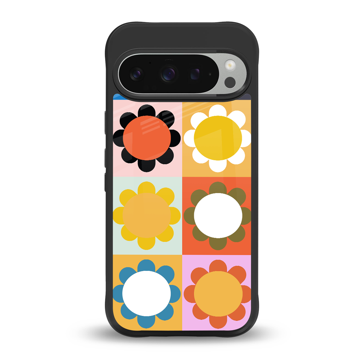 floral joy back phone cover | glass case for google pixel 9 pro