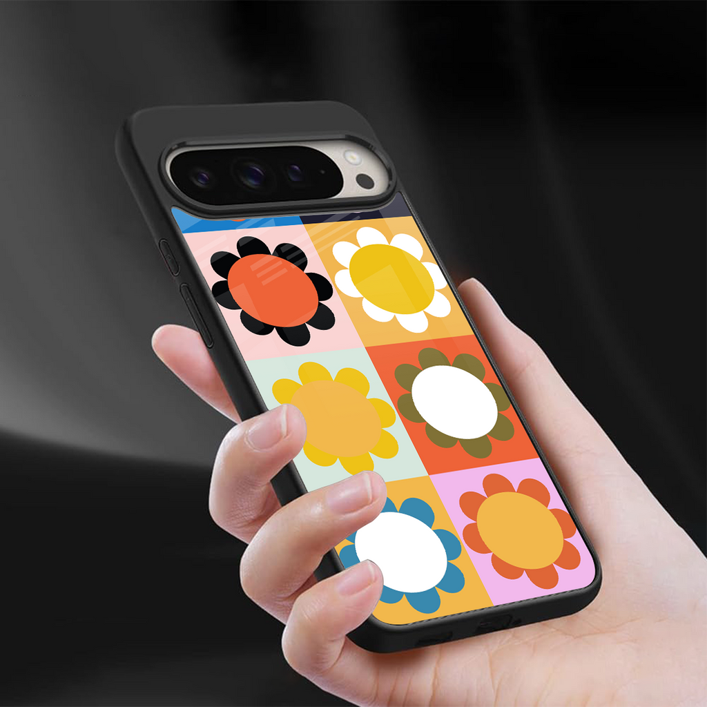 floral joy back phone cover | glass case for google pixel 9 pro