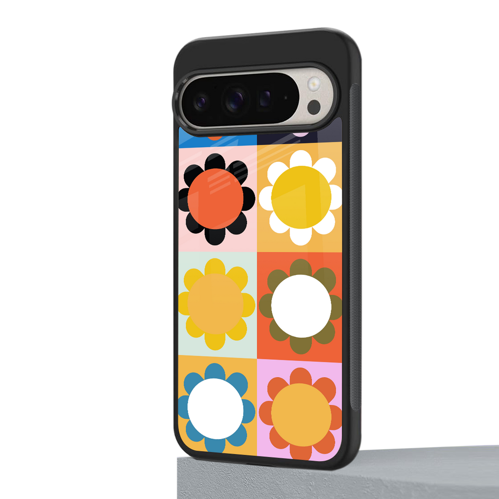 floral joy back phone cover | glass case for google pixel 9 pro xl