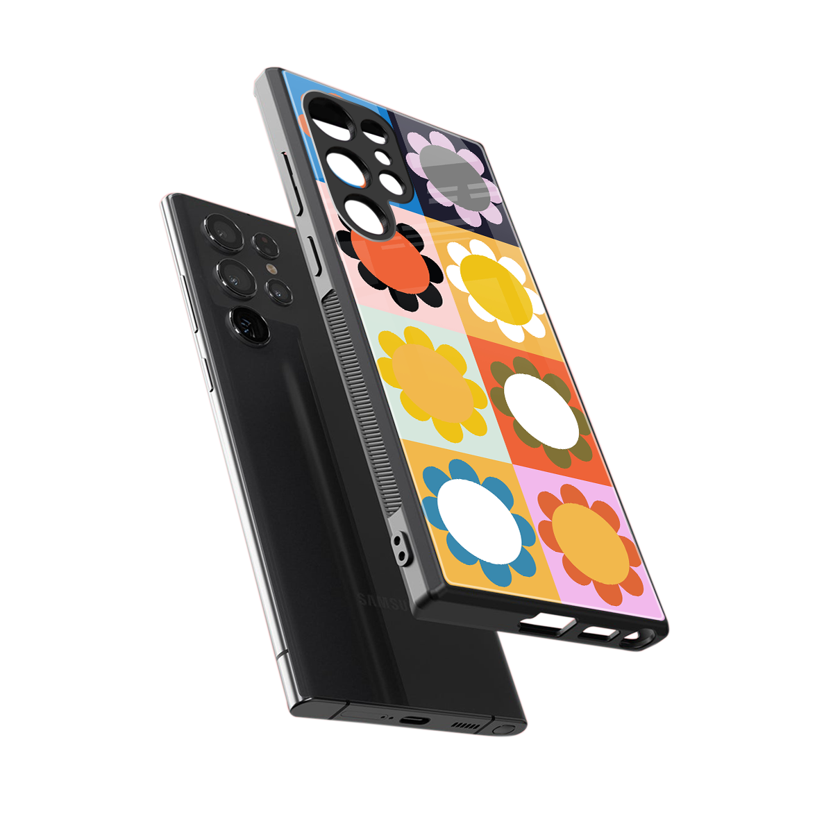 floral joy back phone cover | glass case for samsung galaxy s23 ultra