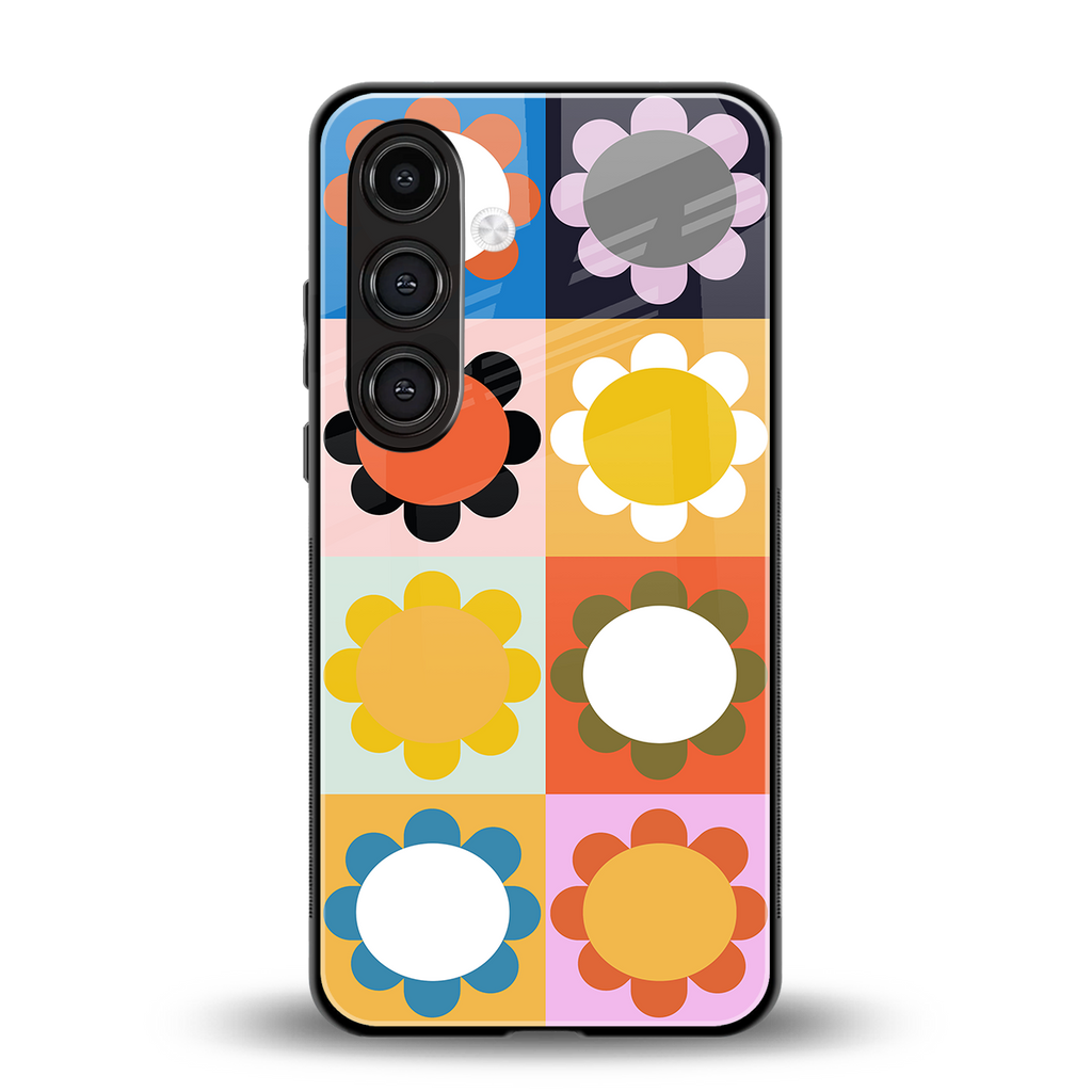 floral joy back phone cover | glass case for samsung galaxy s25 plus