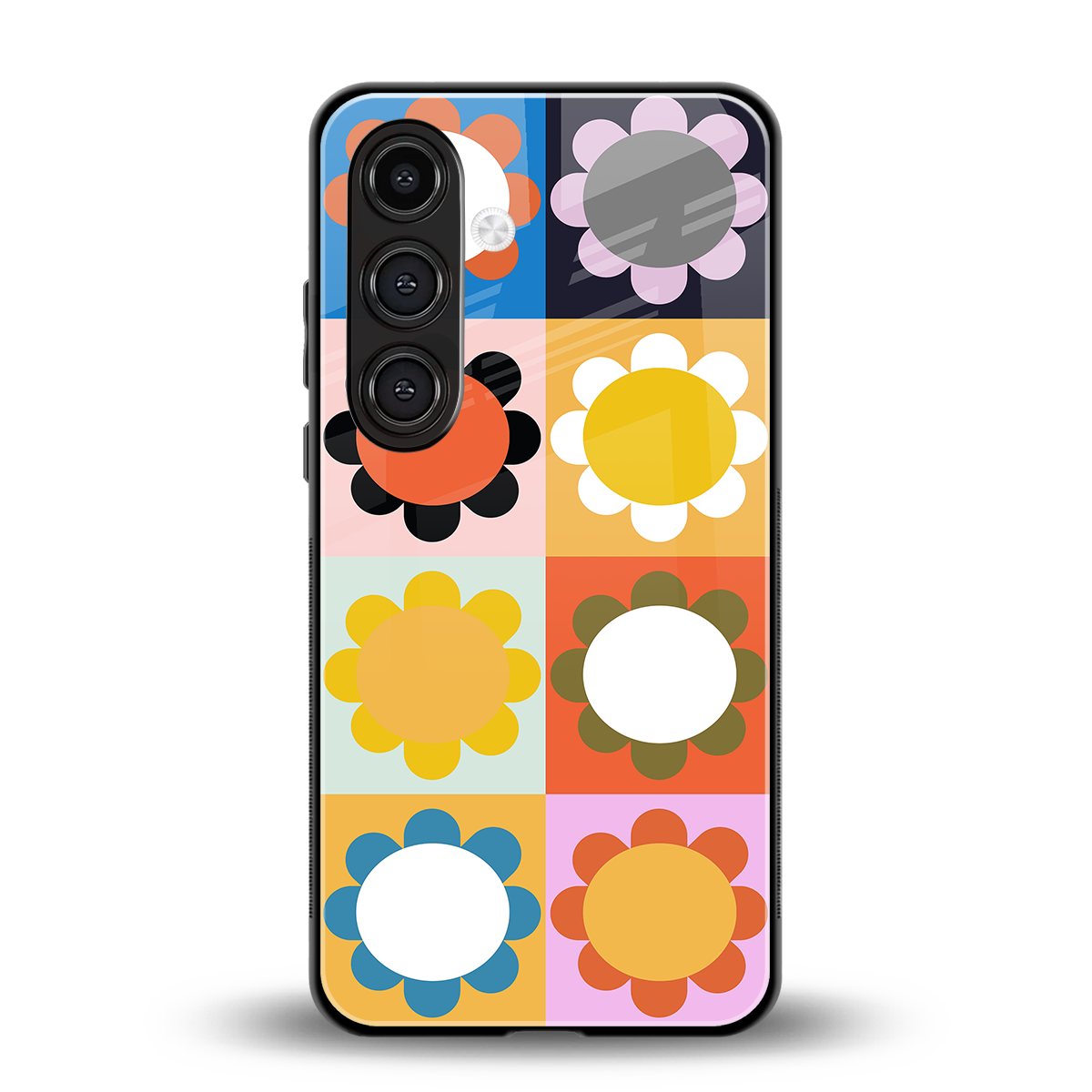 floral joy back phone cover | glass case for samsung galaxy s24 fe