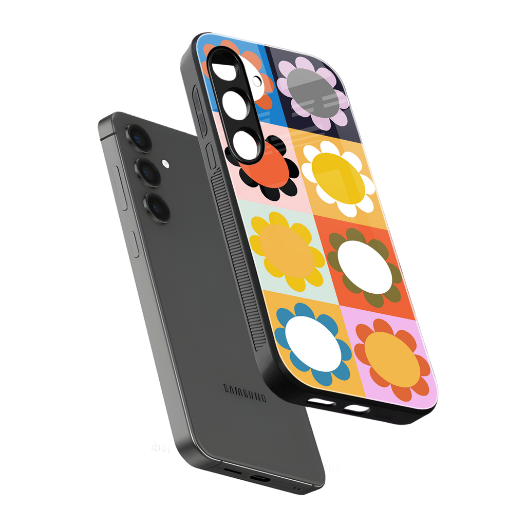 floral joy back phone cover | glass case for samsung galaxy s24 plus