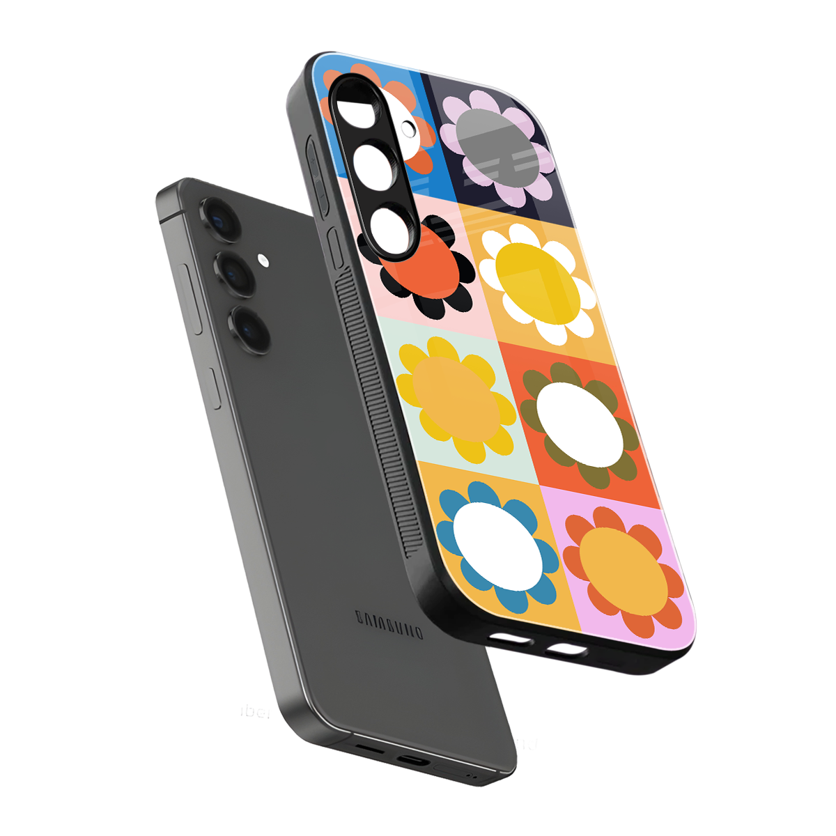 floral joy back phone cover | glass case for samsung galaxy s23 plus