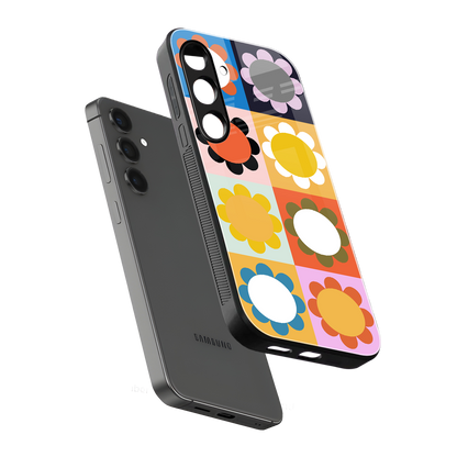 floral joy back phone cover | glass case for samsung galaxy s24 fe
