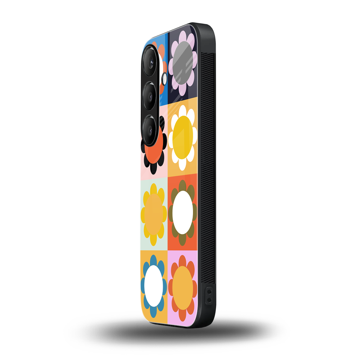 floral joy back phone cover | glass case for samsung galaxy s24 fe