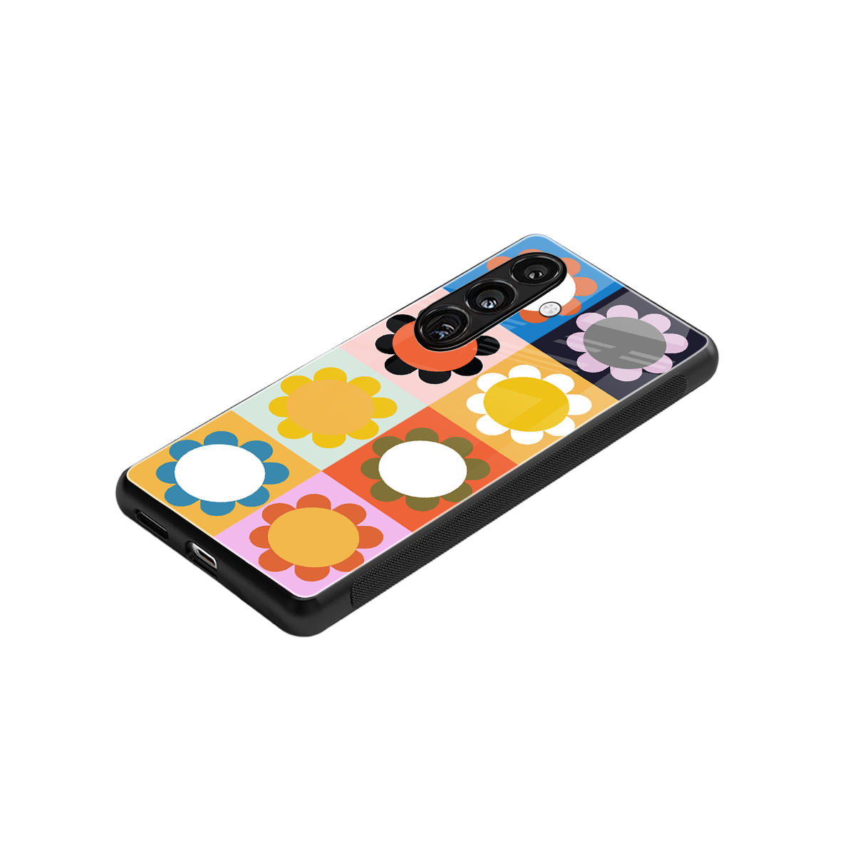 floral joy back phone cover | glass case for samsung galaxy s24 plus