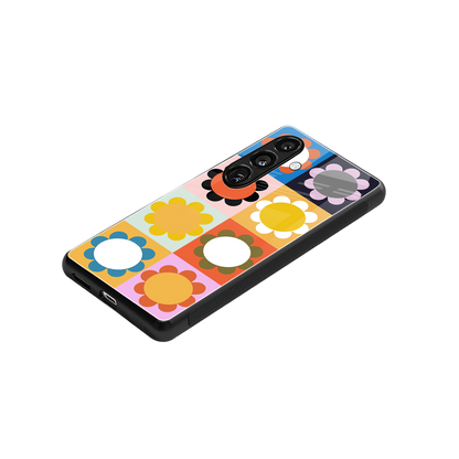 floral joy back phone cover | glass case for samsung galaxy s24 fe