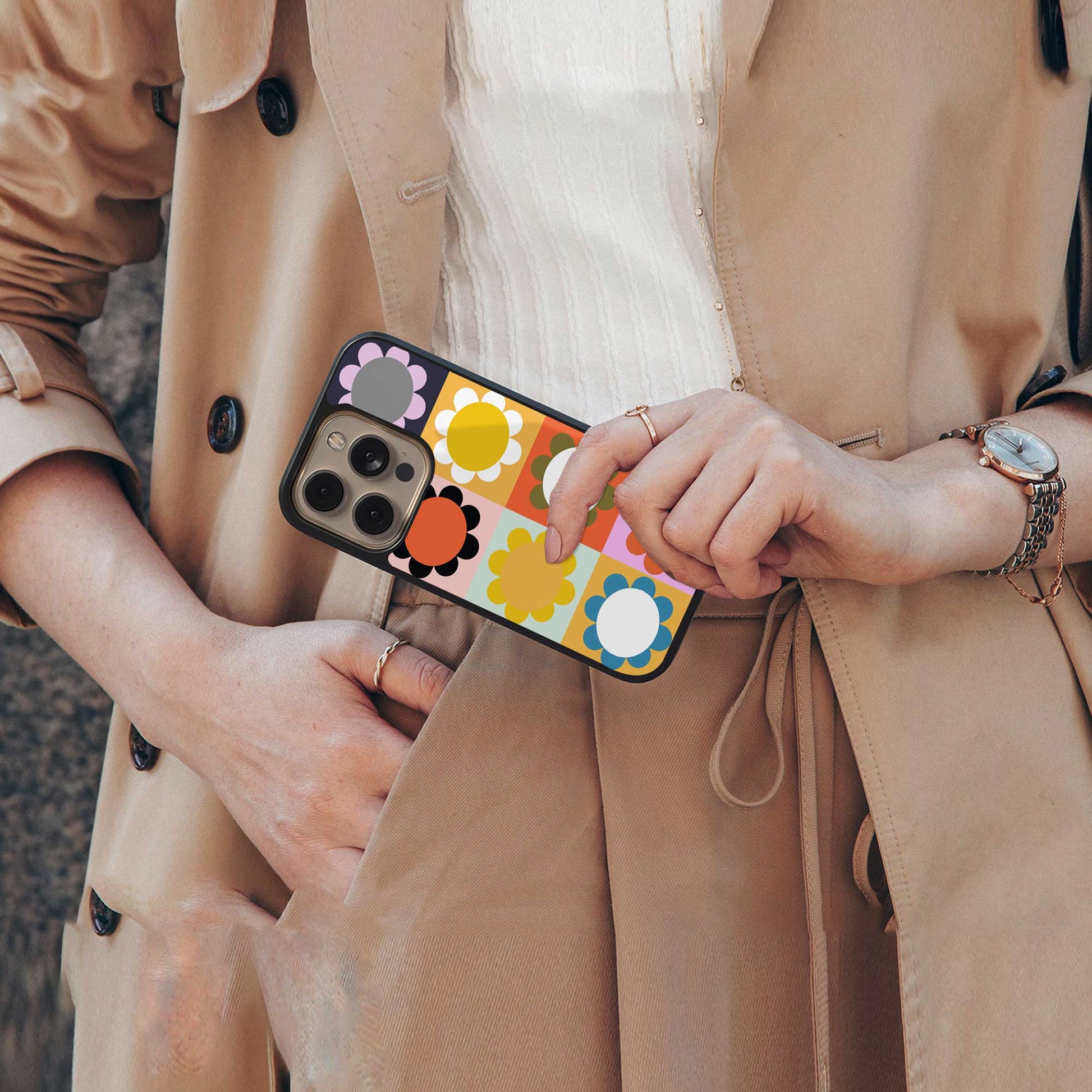 floral joy back phone cover | glass case for google pixel 6 pro
