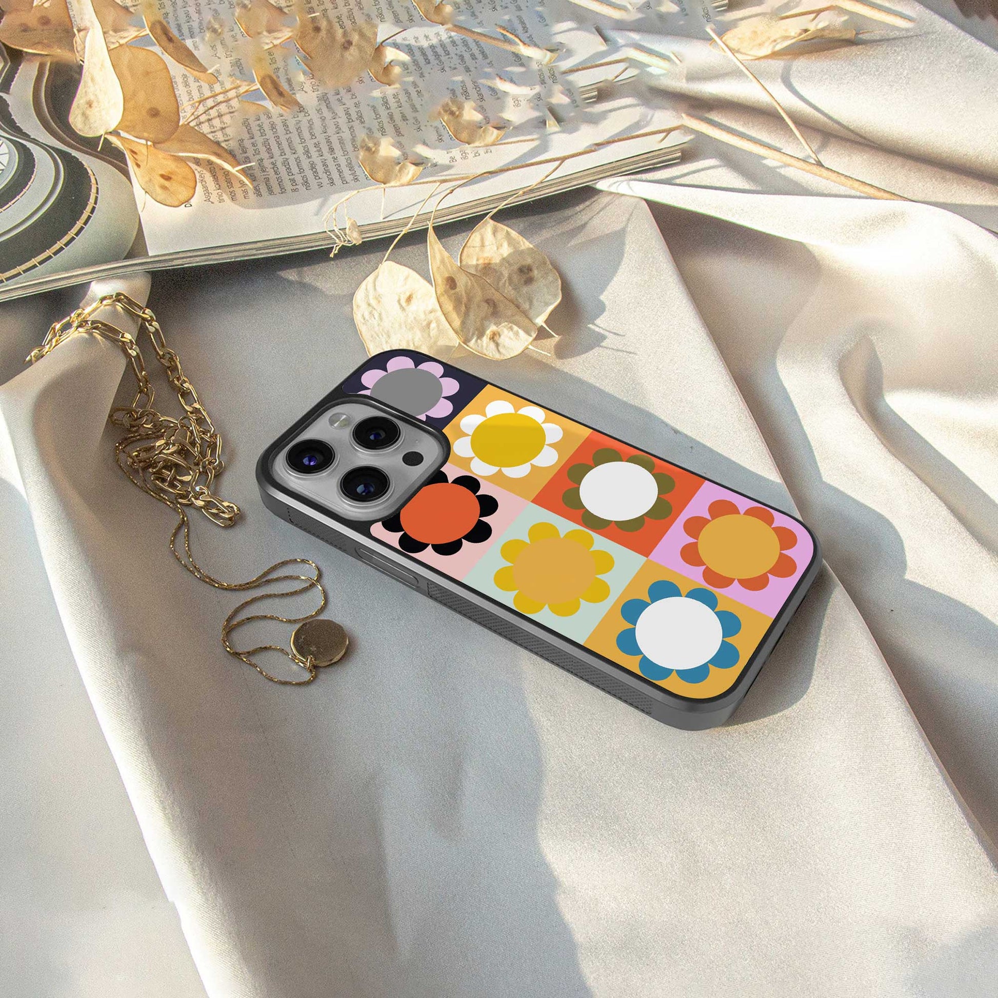 floral joy back phone cover | glass case for iphone 13 mini