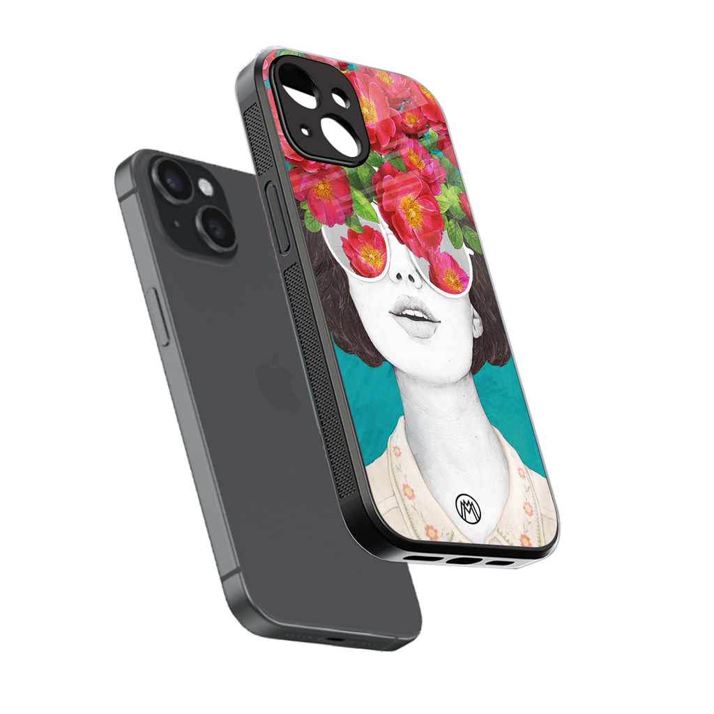 flowery eyes back phone cover | glass case for iphone 13 mini
