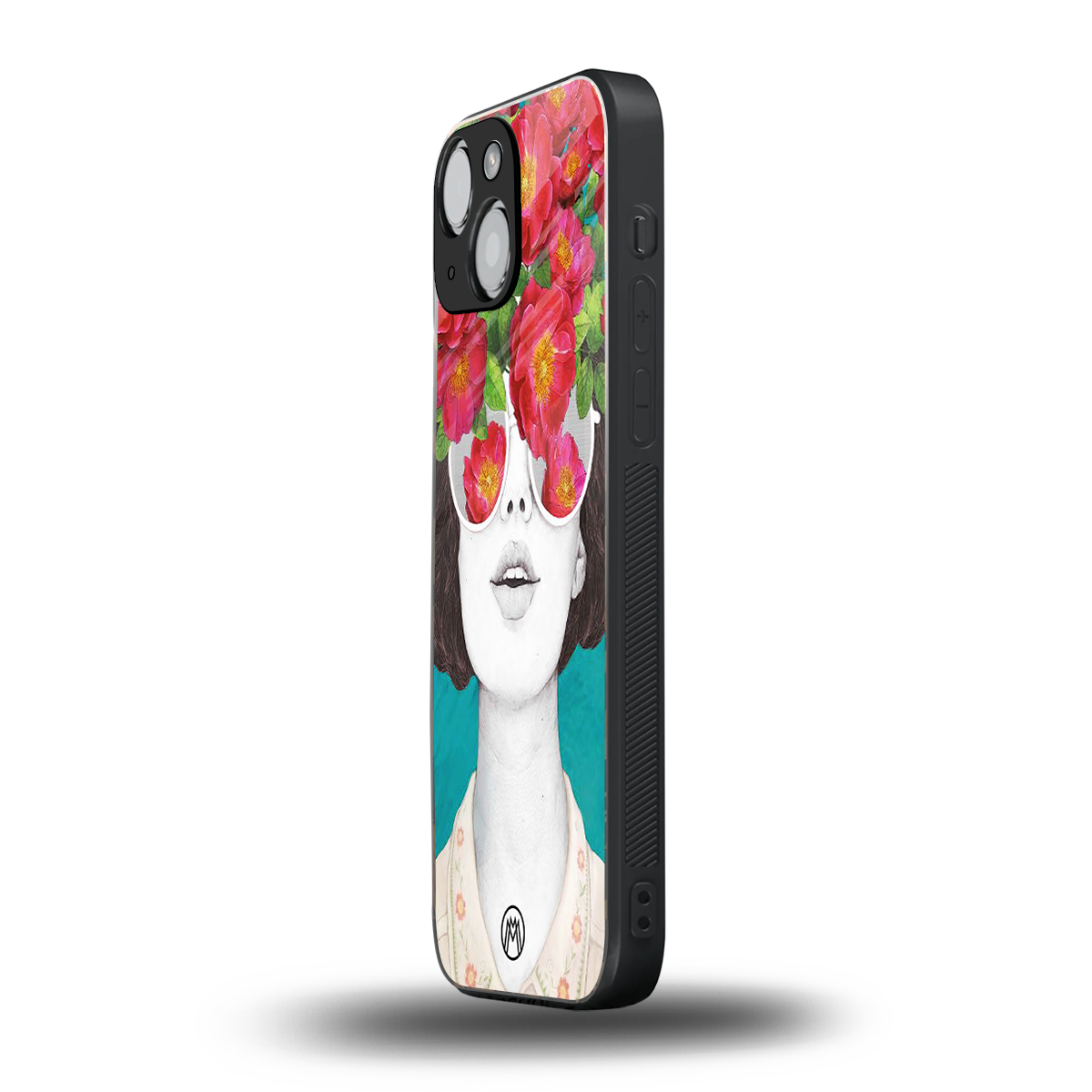 flowery eyes back phone cover | glass case for iphone 13 mini