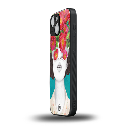 flowery eyes back phone cover | glass case for iphone 13 mini