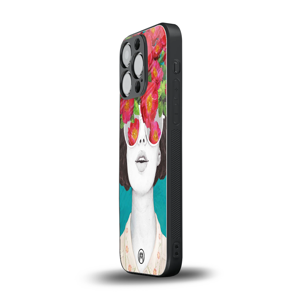 flowery eyes back phone cover | glass case for iphone 13 pro