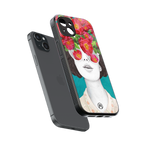 flowery eyes back phone cover | glass case for iphone 15 plus