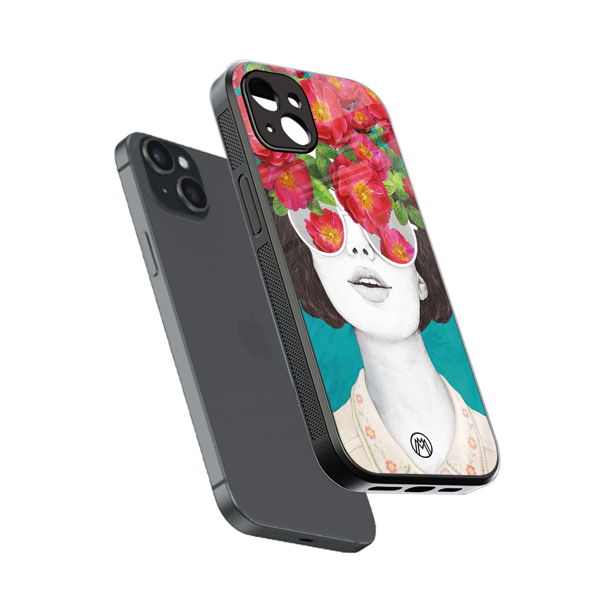 flowery eyes back phone cover | glass case for iphone 14 plus